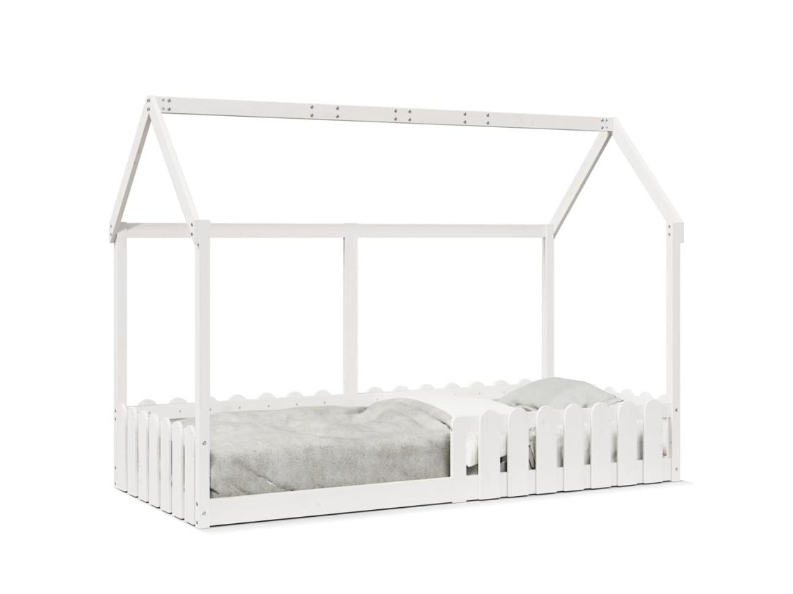 Cama Infantil Formato de Casa Pinho Maciço Branco MAISON EXCLUSIVE (90x190 cm)