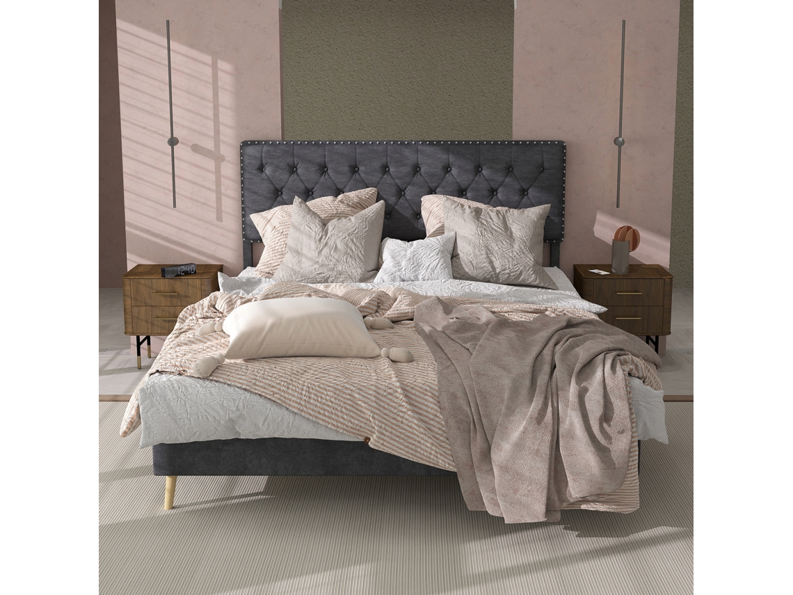 Cama 140x200 Cinza Encosto Macio Design Atual VOLTEDGE