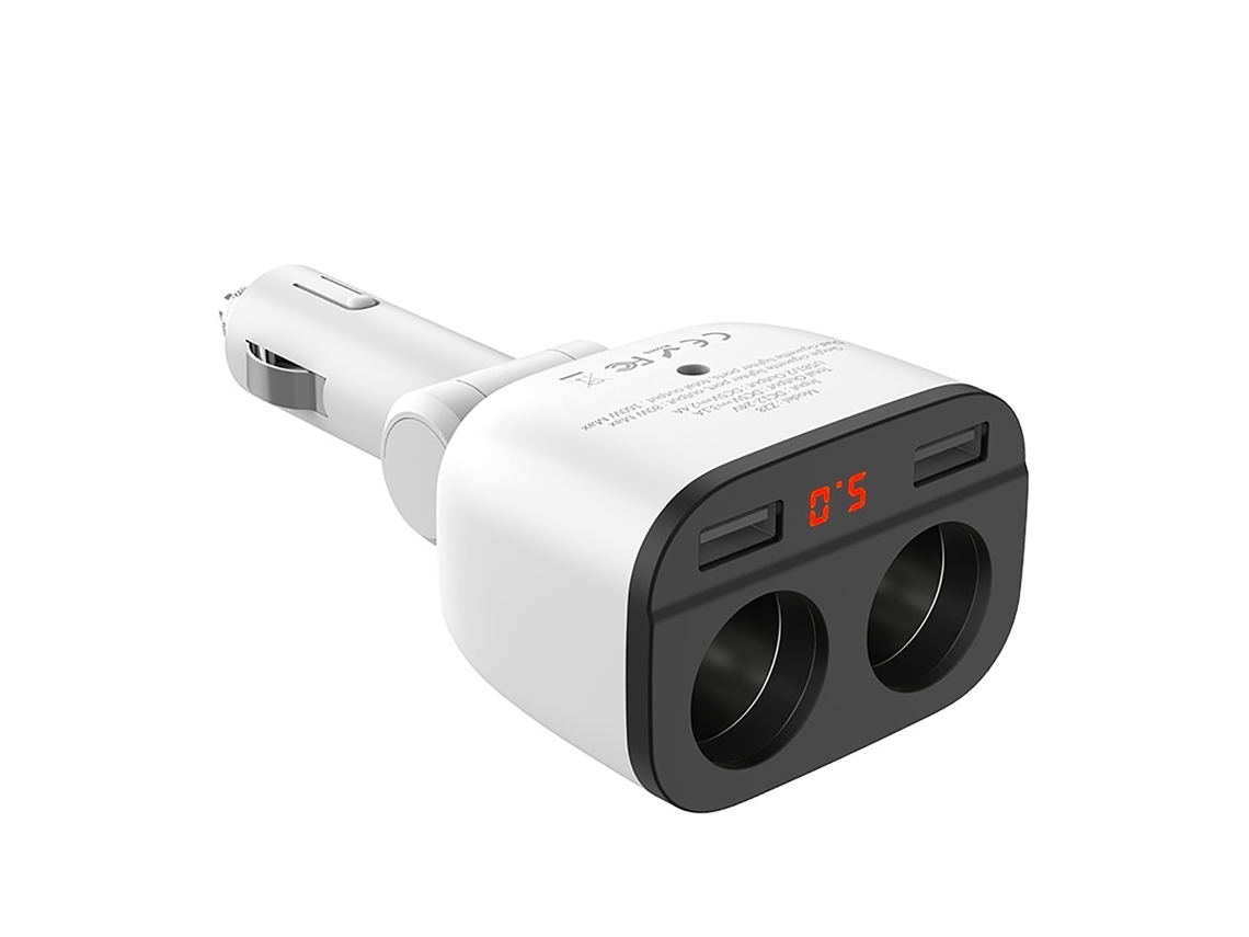 Carregador de Carro LAXISCREED com 2 Usb e Display de Voltagem