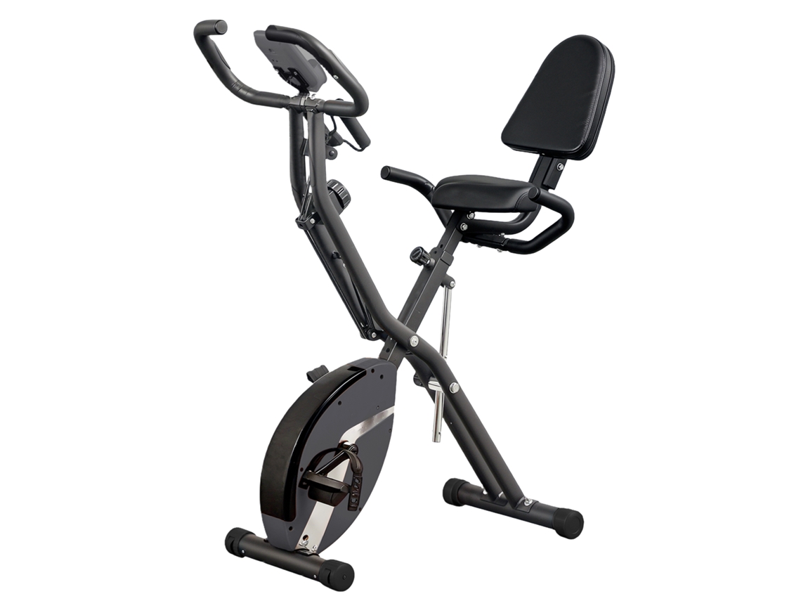 Bicicleta Estática Dobrável Com Resistência Magnética De 8 Níveis Encosto Volante Ecrã Lcd E Banda De 43x97x109 Cm Preto