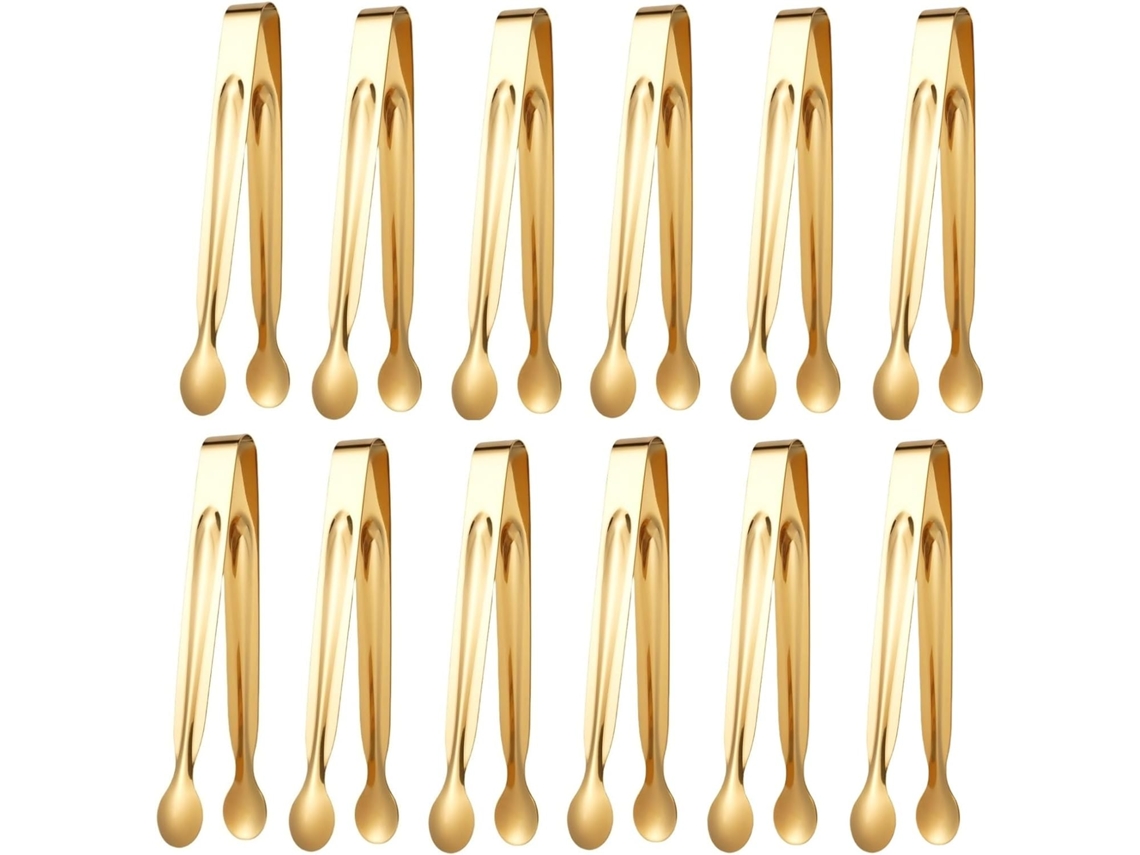 Conjunto De 12 Peças Pinças Aço Inoxidável Para Gelo, Açúcar, Doces E Servir, Ideais Para Cozinha, Café, Festas, Bares E