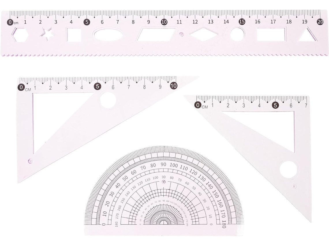 Conjunto Abaodam Com 3 Réguas De Desenho Leves Em Plástico Para Decoração Escolar, Ferramentas De Medição Ideais Para