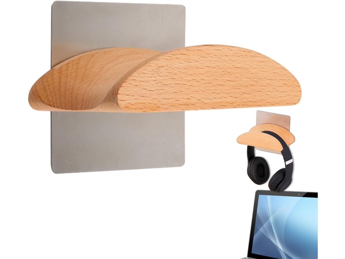 Lurelia Organizador Vertical Para Headset, Suporte De Parede, Madeira, Adesivo