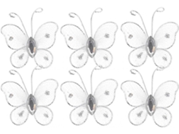 Conjunto 50 Decorações Parede 3d Branca Artesanato Decorativo Elegante Tecido Metal Festas Casamentos Tela GOKOCO