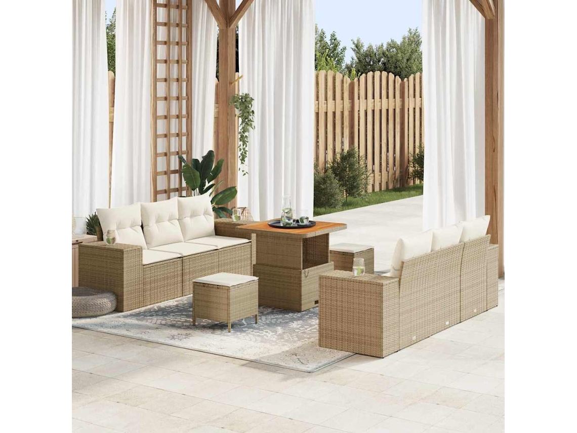 Vidaxl Conjunto De Sofá De Jardim Bege E Creme Rattan De Polipropileno