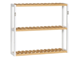 Prateleira De Parede De Bambu, Design De 3 Andares, Uso Interno Versátil, Madeira Natural, 60x15x54 Cm