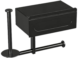 Organizador De Banheiro Com Porta Papel Higiênico Embutido, Elegante Suporte De Parede Preto, Design De Peça Única
