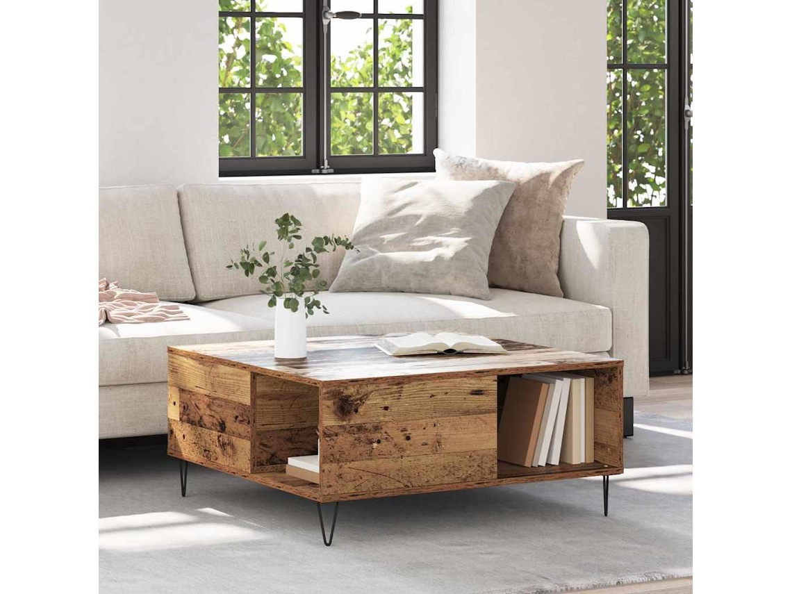 Vidaxl Mesa De Centro Madeira Antiga 80 X 80 X 36,5 Cm