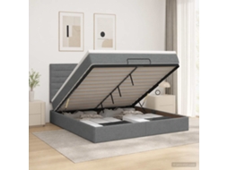 Vidaxl Cama Ottoman Com Colchão Cinzento-escuro 140 X 200 Cm Tecido