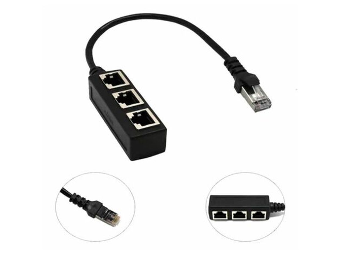 Cabo De Rede Lan Ethernet Rj45 1 Para 3, Adaptador Macho 3 Fêmeas Proteção Do Dispositivo.-aquaforge