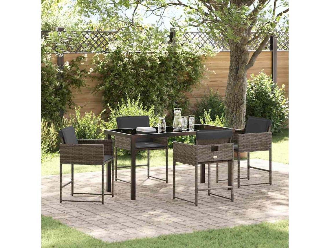 Vidaxl Conjunto De Jantar Para Jardim 5 Unid. Cinzeto Vime Pe