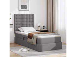 Vidaxl Cama com Armazenamento Cinzeto 90 X 190 Cm Couro Sintético
