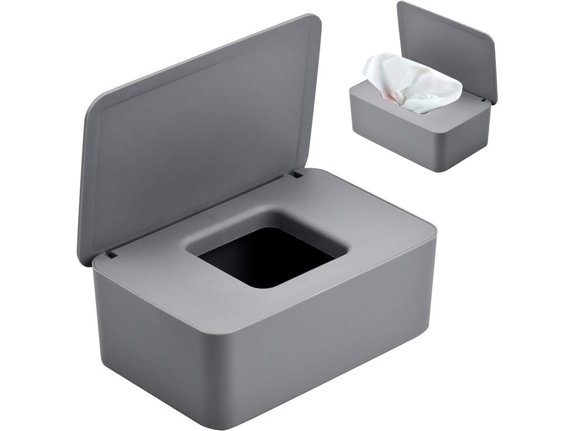 Dispensador De Toalhas Úmidas Com Tampa Caixa De Papel Higiênico Anti-poeira Armazenamento Grande Material Pp Cinza