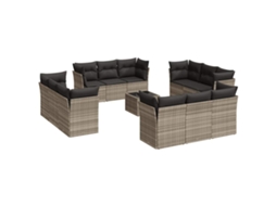 Conjunto de 13 Sofás Jardim com Almofadões Vime Pe Cinzento Claro MAISON EXCLUSIVE (90x200 cm)