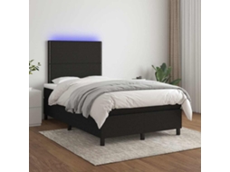 Vidaxl Cama Box Spring C/ Colchão E Led 120x200 Cm Tecido Preto
