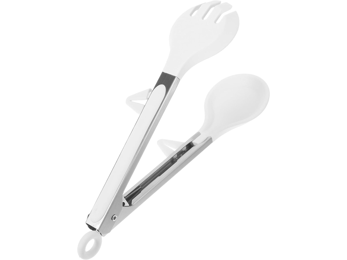 Pinça Para Churrasco Em Silicone Branco Com Suporte Autotravante, Prática E Portátil, Ideal Para Restaurantes E Hotéis