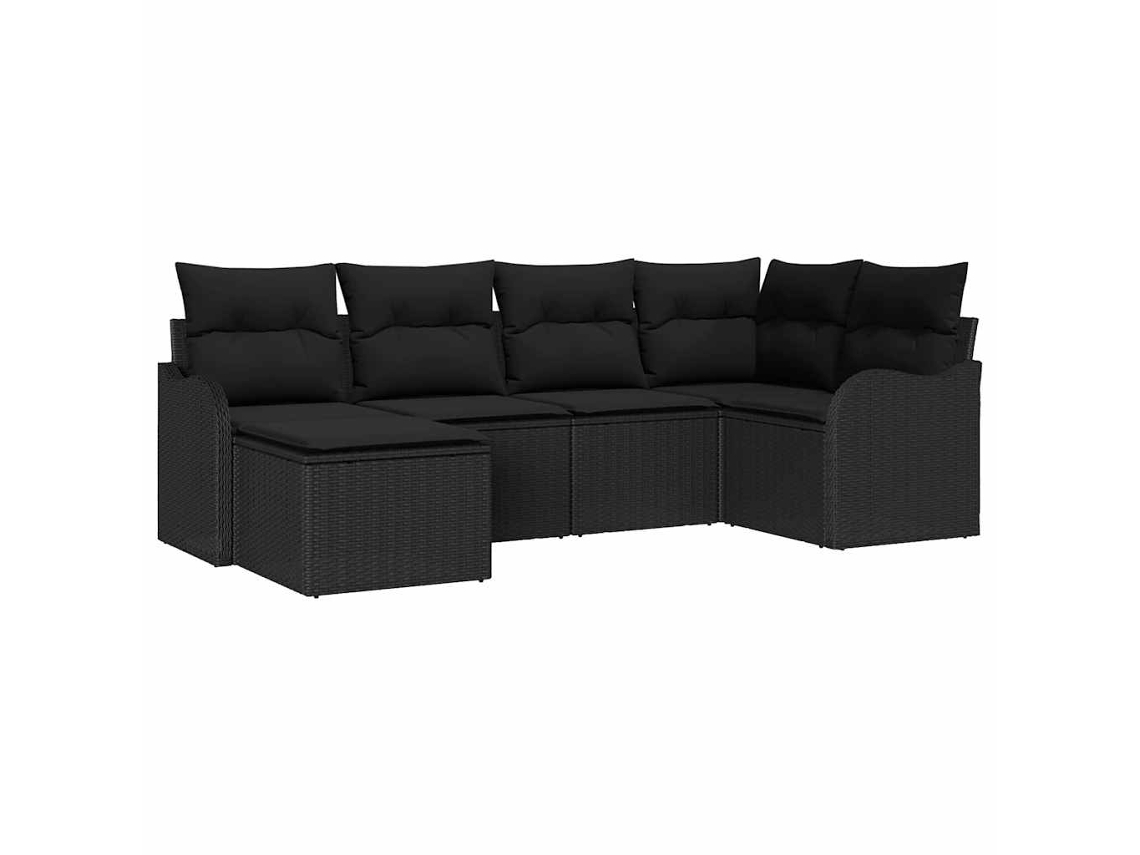Maison Exclusive - Conjunto De Sofá De Jardim 6 Unid. Preto Vime Pe
