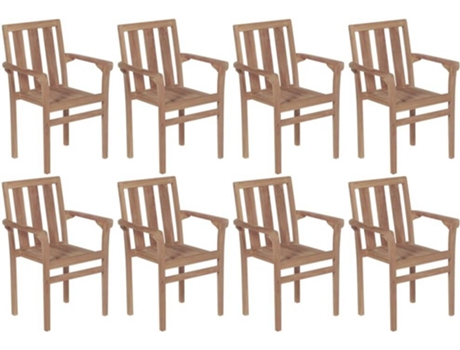 Conjunto 8 Cadeiras de Jardim  Empilháveis (58x50x89 cm - Madeira)