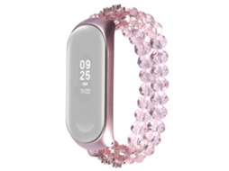 Bracelete de Cuentas Trenzadas Contas de Cristal para Xiaomi Mi Band 3/4 Rosa