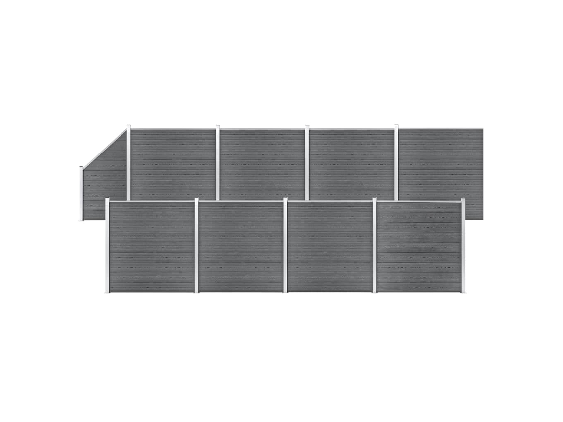 Conjunto De Cerca Vidaxl Cinzeto Wpc (1484x186cm)