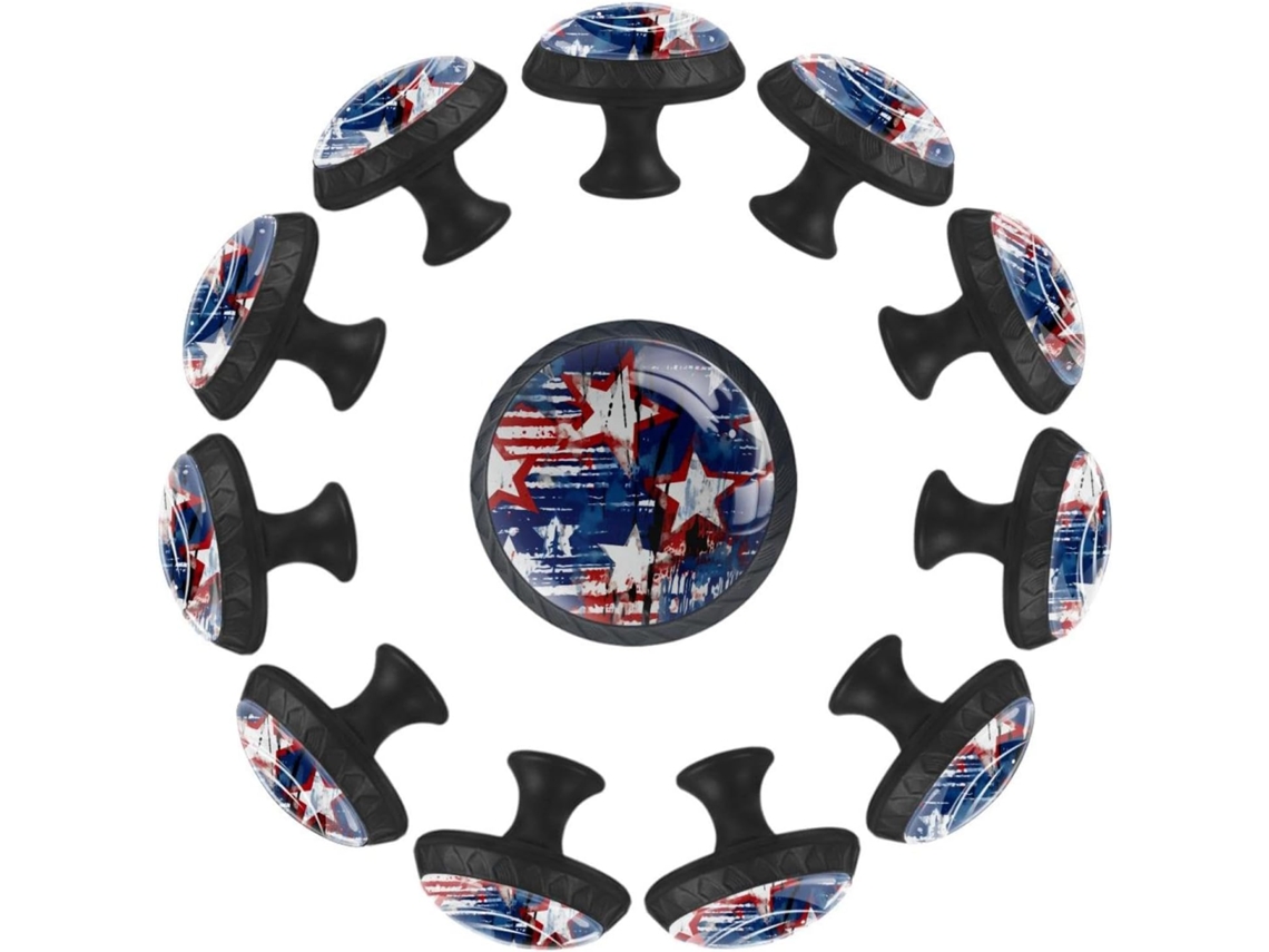 Puxadores Redondos Para Armários De Cozinha, Puxadores Para Armários E Gavetas, 12 Peças, Bandeira Americana 4de Julho