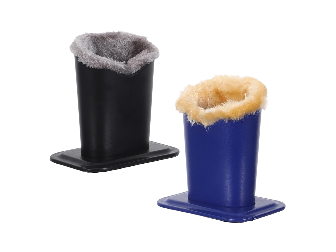 Conjunto De 2 Porta-óculos De Mesa Em Couro Pu Preto E Azul Com Forro De Pelúcia.