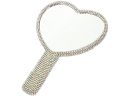Espelho De Bolso Portátil Com Strass, Feito De Abs E Vidro Leve.