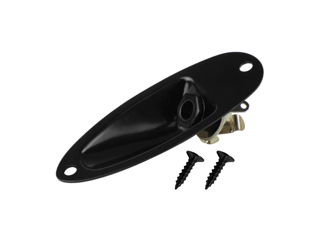 Placa Jack, Aço Inoxidável, Compatível Com Guitarras Stratocaster, Preto