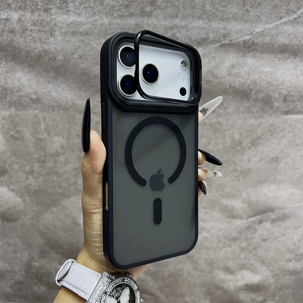 (iphone 16 Plus, Preto) Capa Fosca Magnética Semitransparente Para Iphone, Compatível Com Magsafe.