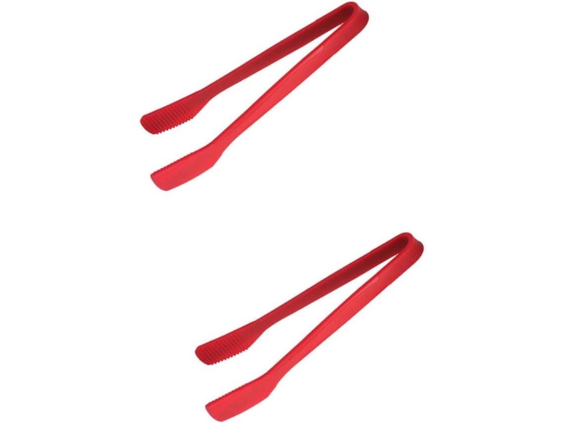 Pinça Multifuncional Antiderrapante Para Alimentos Topbathy, 2 Peças, Vermelha, Utensílio De Cozinha Prático