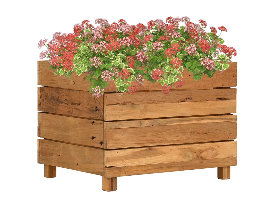 Vidaxl Vaso/floreira 50x40x38 Cm Madeira De Teca Reciclada E Aço