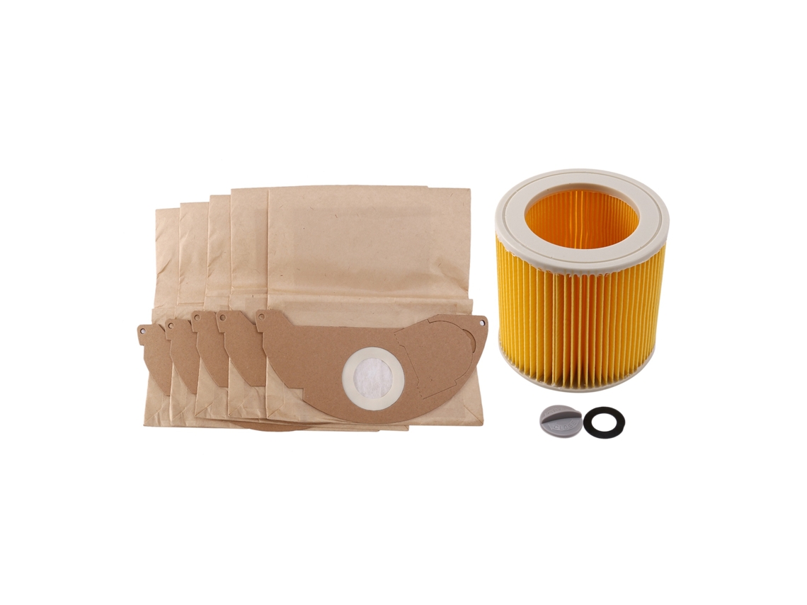 Filtro Hepa À Prova De Poeira 5 Sacos Papel Para Aspirador Pó Kärcher. Inclui Cartucho Modelos Wd2250, Wd3.200, Mv2, Mv3 E Wd3 Tuotuo