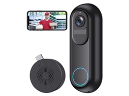 Timbre de Porta Sem Fio com Câmera 1080p, Visão Noturna Ir, Armazenamento Local e Compartilhamento com a Família