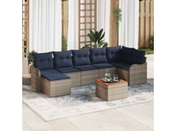 Vidaxl Conjunto De Sofá De Jardim 8 Unid. Cinzeto Vime Pe