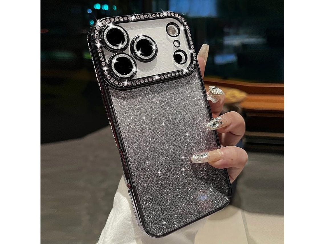 Capa De Tpu Para Iphone 17 Pro Max - Glitter Degradê De Diamante