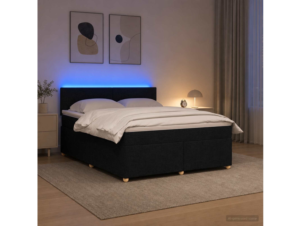 Vidaxl Cama Box Spring Com Colchão Preto 180 X 200 Cm Tecido