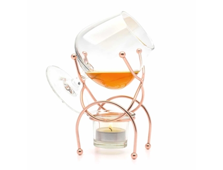 Bar Amigos Conjunto De 2 Cobre Brandy Cognac Snifter Warmer Glass Cooper Stand Gift Set Com Tea Light Candle Ckb Ltd