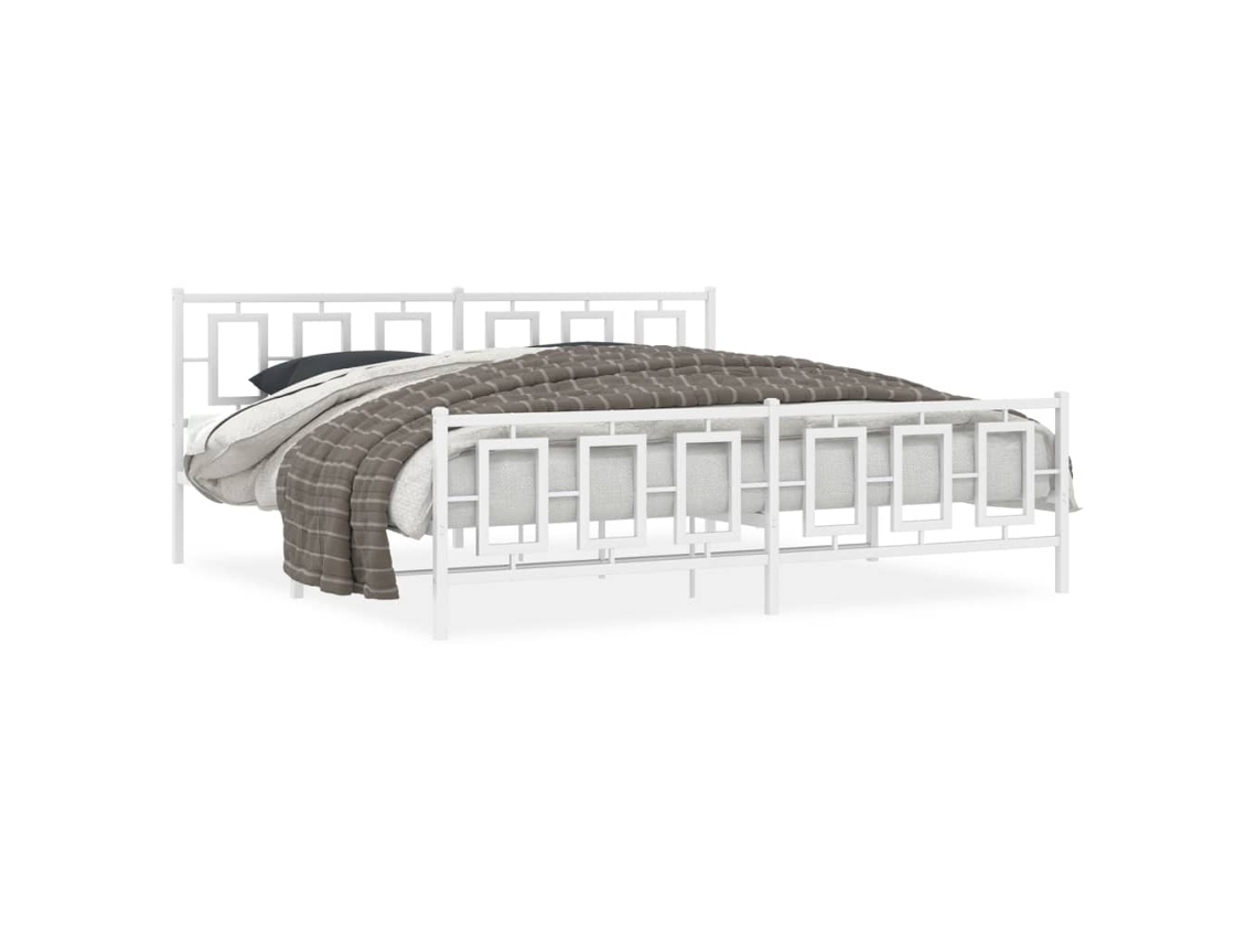 Bed Frame, Bed Frames Vidaxl Branco Aço (193 X 203 Cm)