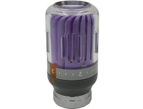 Cabeça de Válvula Termostática para Radiador Roxa/Cinza M30X1,5 de Cor Cristal Temperatura 8-30°C