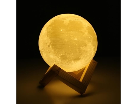 Lâmpada da Lua 15cm 3D Impressa Lua Melhor Presente para Crianças, Amigos, Amantes com USB e Suporte de Madeira Floureon