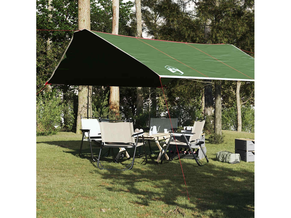 Vidaxl Lona De Campismo 420x440 Cm Impermeável Verde