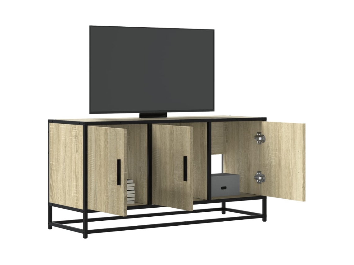 Vidaxl Móvel De Tv 100x35x50cm Derivados Madeira/metal Carvalho Sonoma