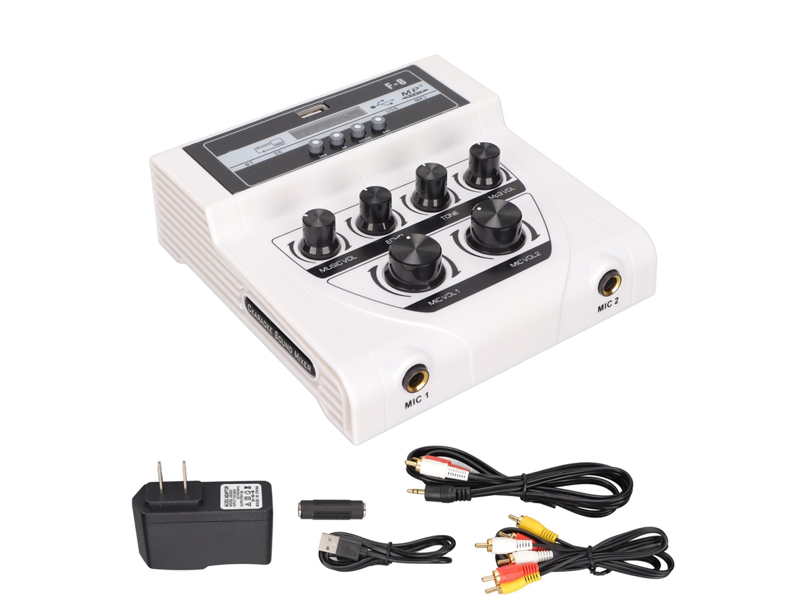 Misturador de Som Mini com Função de Gravação Mp3 e Bluetooth para Karaokê em Casa Tv Pc Smartphone Us Plug