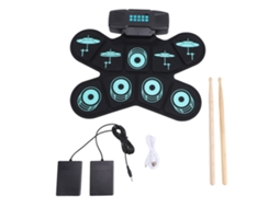Aetheria conjunto de Bateria Elétrica para Crianças 9 Pads Rolável com Baquetas Pedais e Alto falantes