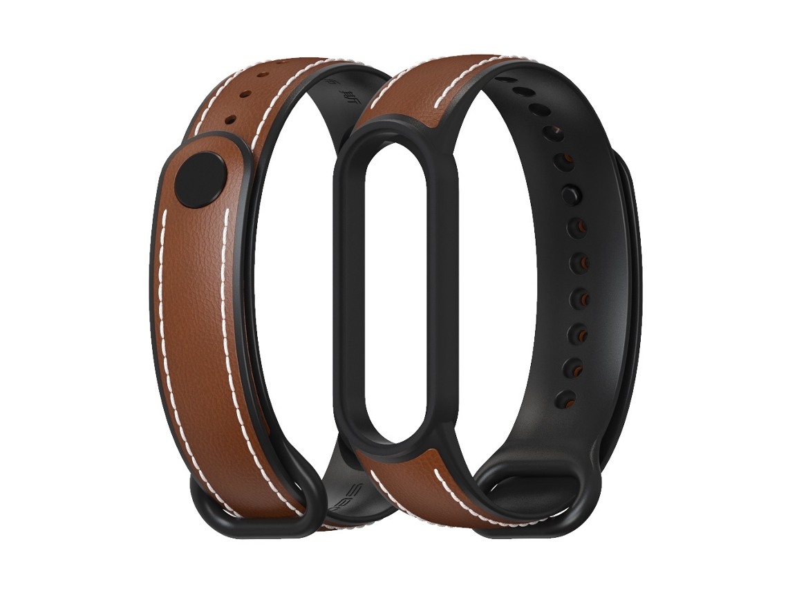 Lurelia Pulseira De Couro Substituição, Compatível Com Xiaomi Mi Band 5/ 6 Marrom E Preto
