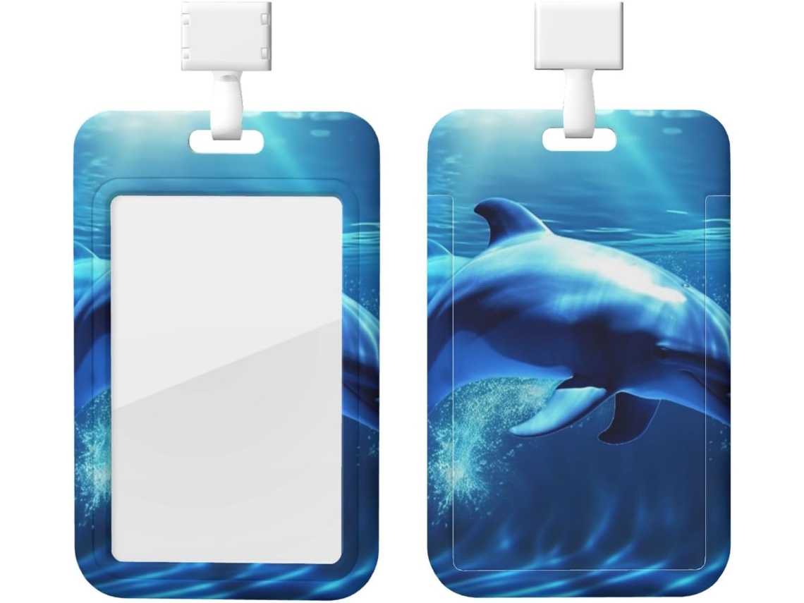 Suporte para garrafa de plástico impermeável com estampa Golfinho azul oceano, com cordão, modelo vertical retrátil, proteção de