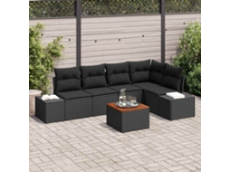 Vidaxl Conjunto De Sofá De Jardim 6 Unid. Preto Vime Pe