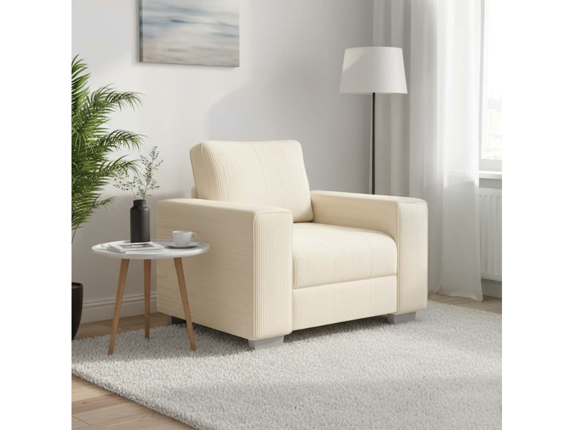 Vidaxl Poltrona 100x77x82 Cm Tecido Corduroy Creme