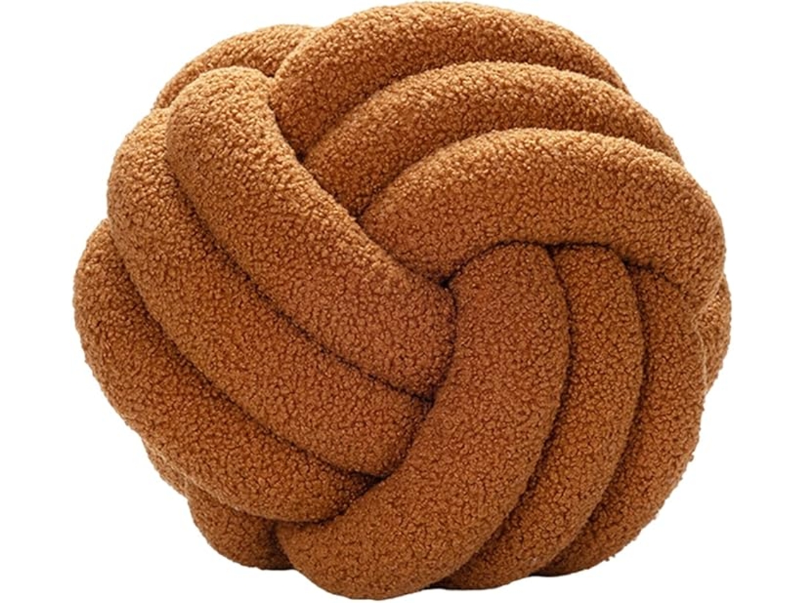 Almofada ZYBLSSBB de Bola, Entrançada, Decorativa, Sherpa, Cor Caramelo