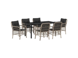 Maison Exclusive - Conjunto De Jantar Para Jardim 7 Pcs Cinzento-claro Vime Pe